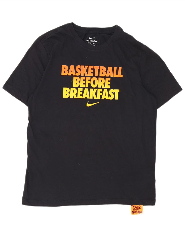 Nike Herren-T-Shirt mit Grafik, mittelgroß, schwarze Baumwolle