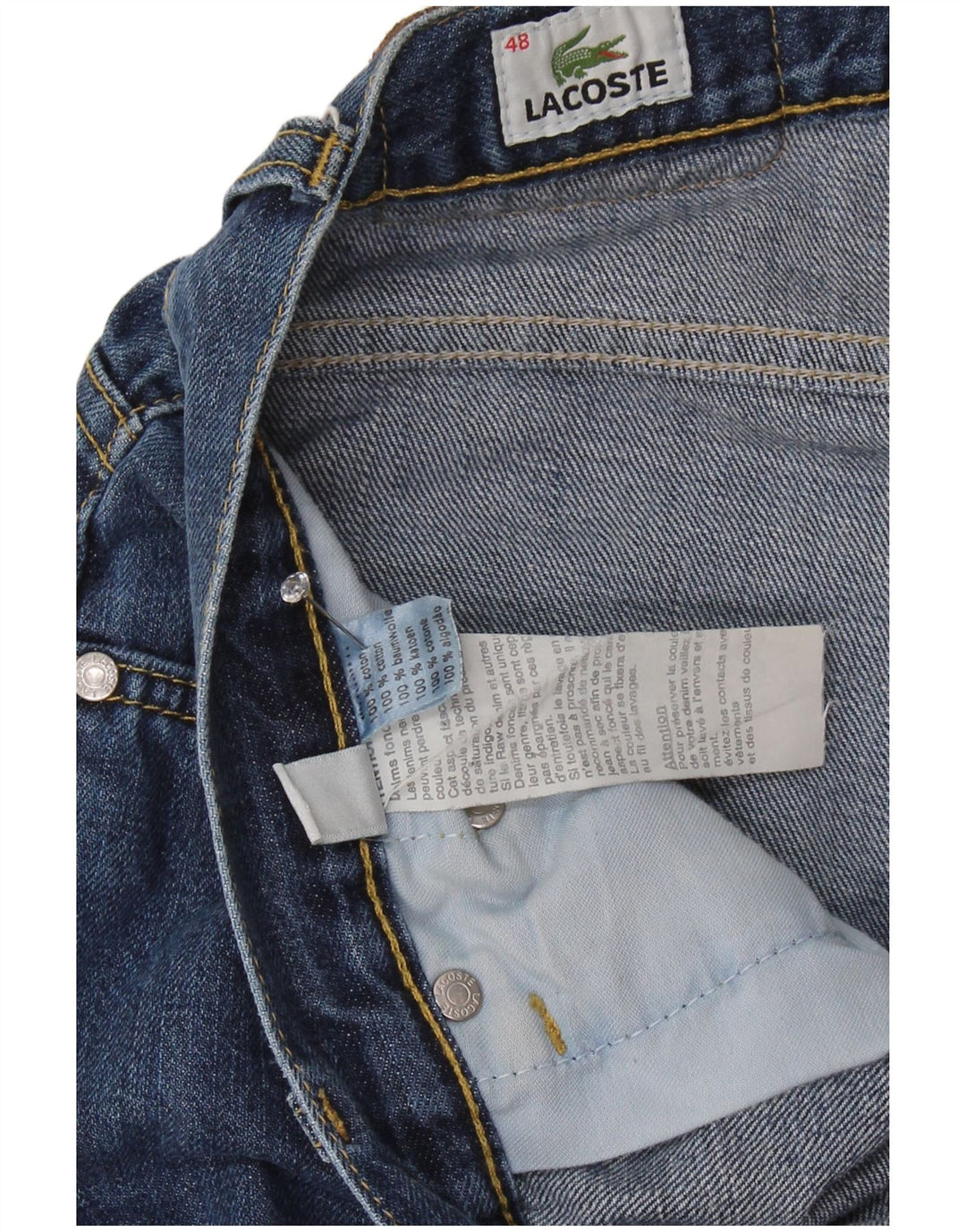 Lacoste Herren Straight Jeans Größe 48 XL W36 L31 Blaue Baumwolle