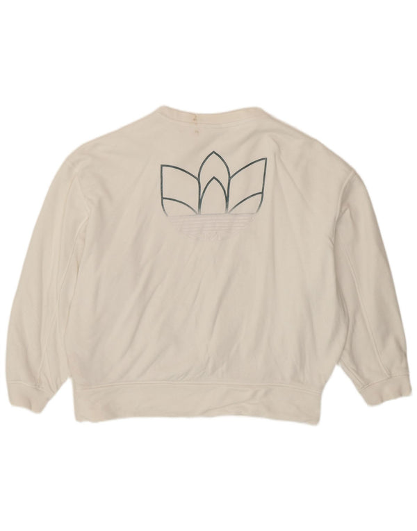 Adidas Womens Graphic Oversized Sweatshirt Pullover UK 10 Small Weiß Sport