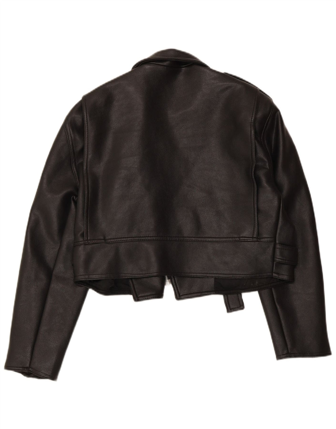 VINTAGE Damen-Bikerjacke aus übergroßem, bauchfreiem Leder, Gr. 10, Größe S, Schwarz