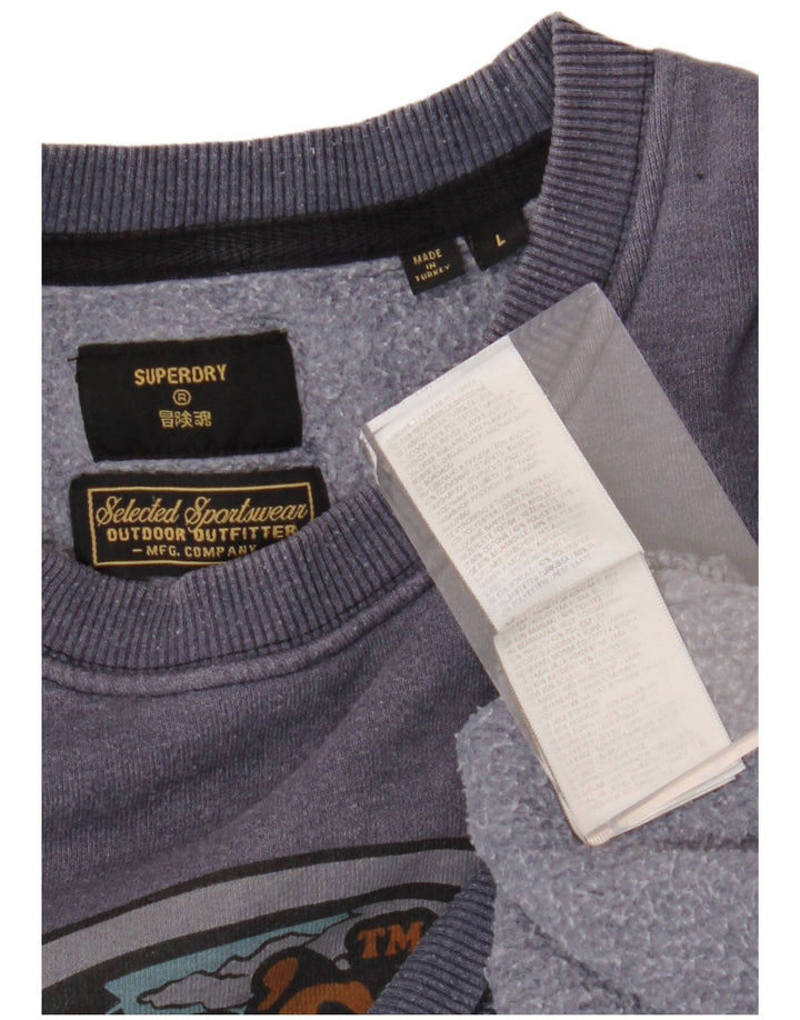 SUPERDRY Herren-Sweatshirt mit Grafik, groß, marineblau, Baumwolle