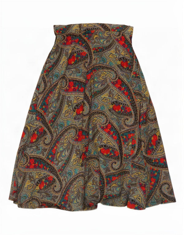 Vintage Damen Asymmetrischer Rock Groß W32 Mehrfarbig Paisley