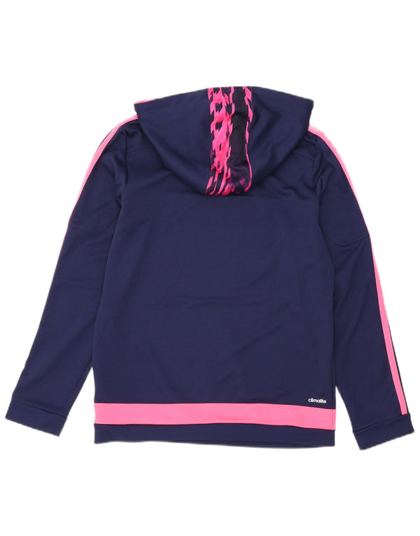 Adidas Damen Climalite Hoodie Pullover UK 12/14 Medium Marineblau Farbblock