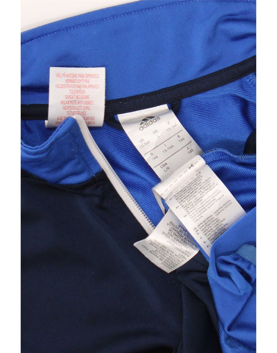 Adidas Jungen-Trainingsanzug-Top-Jacke, 13–14 Jahre, blaues Colourblock-Polyester