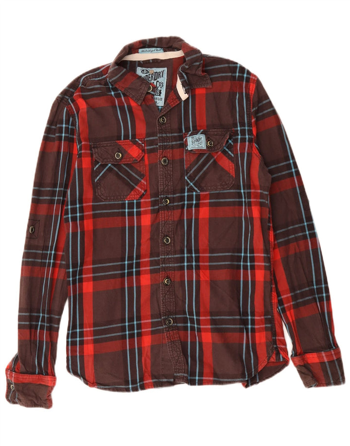Superdry Herren-Flanellhemd aus mittelbraun karierter Baumwolle
