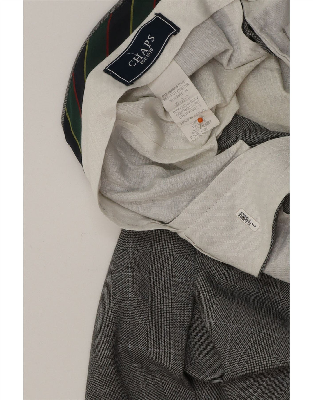 CHAPS Herren-Anzughose, gerade, W38, L32, grau karierte Baumwolle