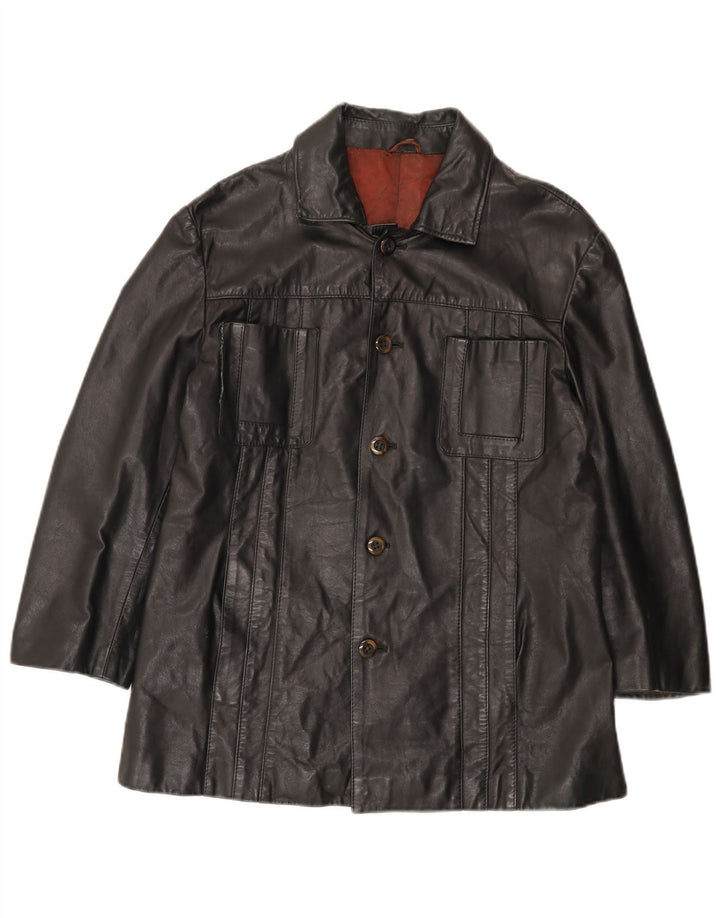 Henry Morell Herren-Lederjacke mit 3/4-Ärmeln, IT 52 XL, schwarzes Leder