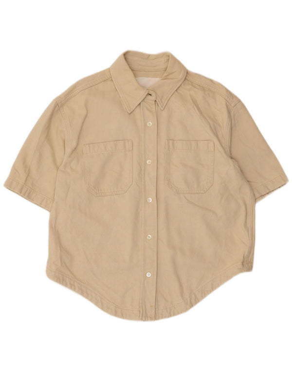 Cos Womens Kurzarm-Oversize-Hemd EU 36 Small Beige Baumwolle