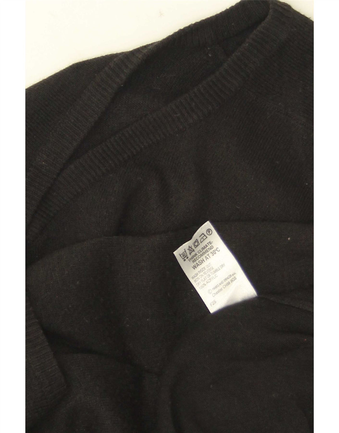 Marks & Spencer Herren-Pullover mit V-Ausschnitt, XL, schwarzes Acryl