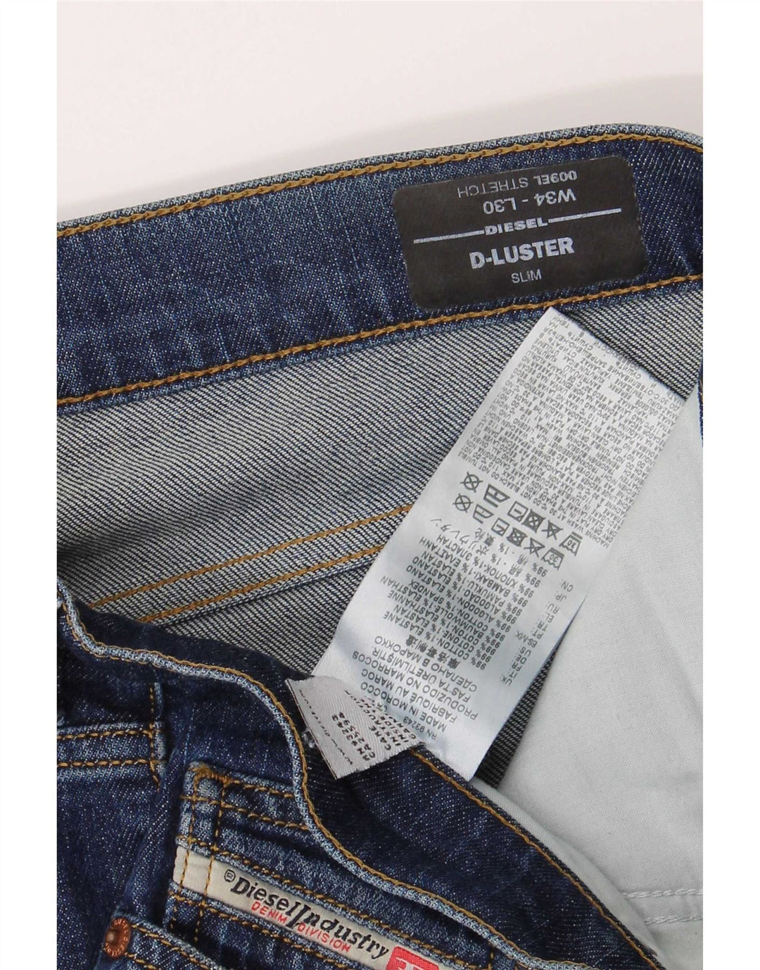 Diesel Herren D-Luster Slim Jeans W34 L30 Blaue Baumwolle