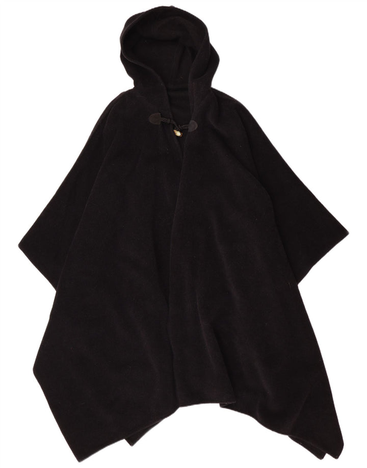 Vintage Damen Poncho-Mantel mit Kapuze, Einheitsgröße, Schwarz