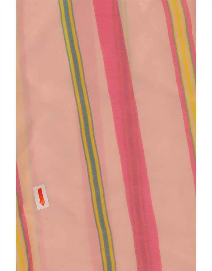 Vintage Damen 3/4 Ärmel Durchsichtiges Etuikleid UK 12 Mittelrosa gestreift