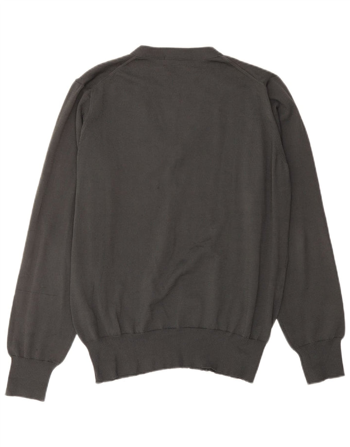 Zara Herren Pullover mit V-Ausschnitt Mittelgrau