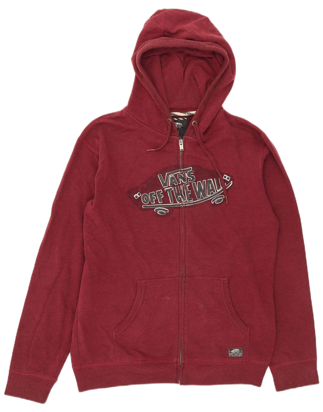 Vans Herren-Kapuzenpullover mit grafischem Reißverschluss, mittlere Burgunderrote Baumwolle