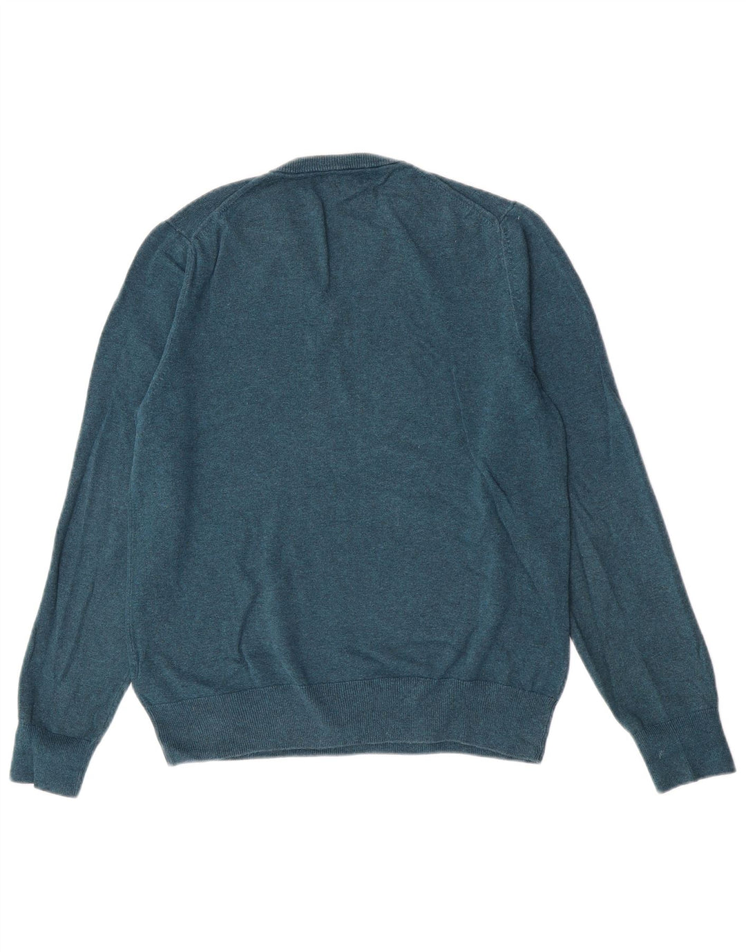 Marks & Spencer Herren-Pullover mit V-Ausschnitt aus mittelgrüner Baumwolle