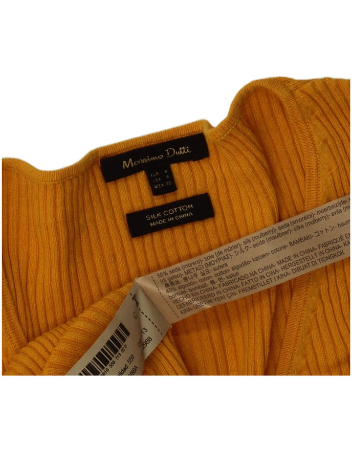 Massimo Dutti Damen-Oberteil mit 3/4-Ärmeln, langärmlig, UK-Größe 10, Größe S, gelbe Seide