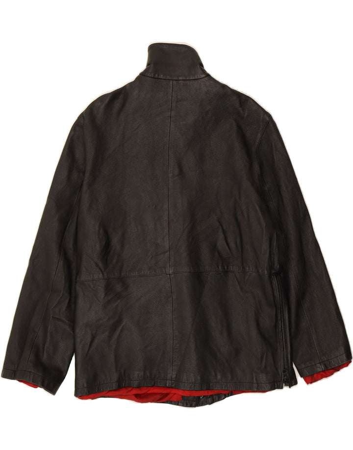 VINTAGE Womens Slim Leather Jacket IT 52 2XL Black Leather Vintage Vintage and Second-Hand Vintage from Messina Hembry 