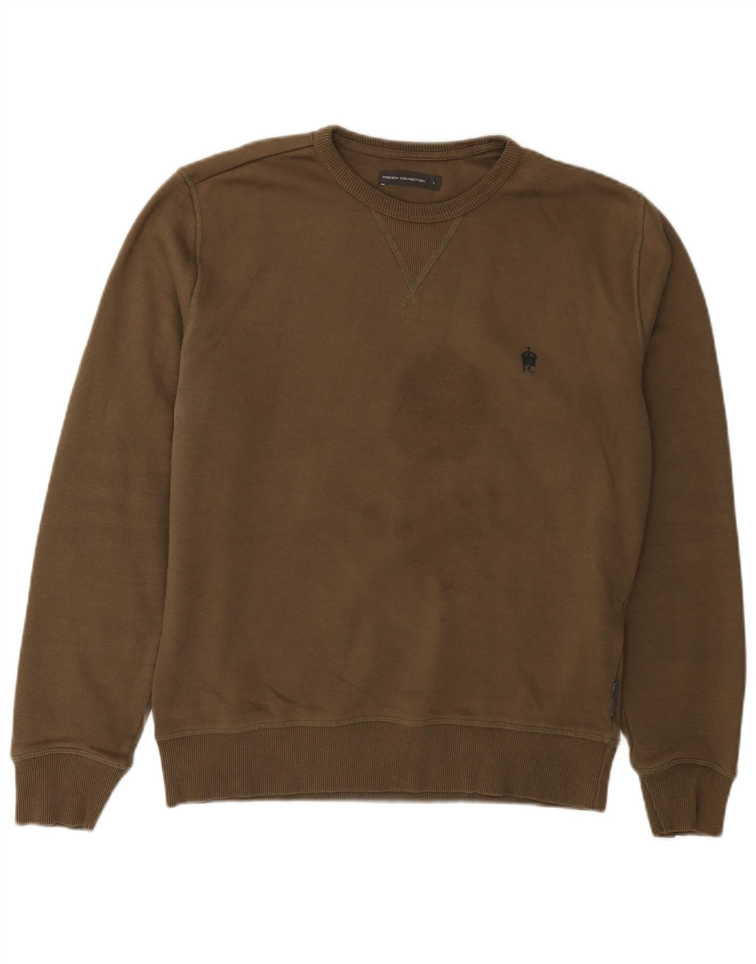 French Connection Herren-Sweatshirt-Pullover, groß, Khaki, Baumwolle