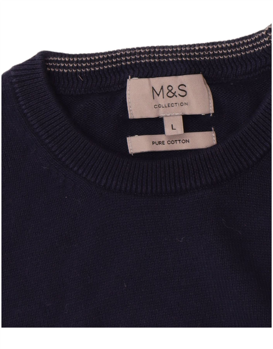 Marks & Spencer Herren-Pullover mit Rundhalsausschnitt, groß, marineblaue Baumwolle