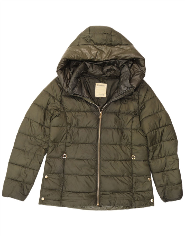 Esprit Damen-Jacke mit Kapuze, gepolstert, UK 16, Größe L, Khaki