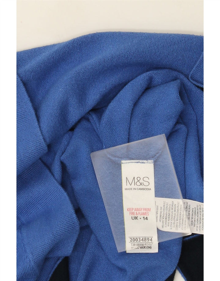 Marks & Spencer Damen Crop Short Sleeve Cardigan Pullover UK 14 Mittelblau