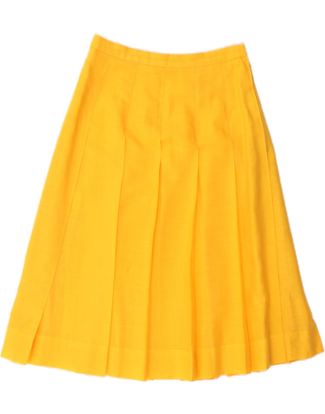 VINTAGE Womens Pleated A-Line Skirt W28 Medium Yellow Vintage Vintage and Second-Hand Vintage from Messina Hembry 