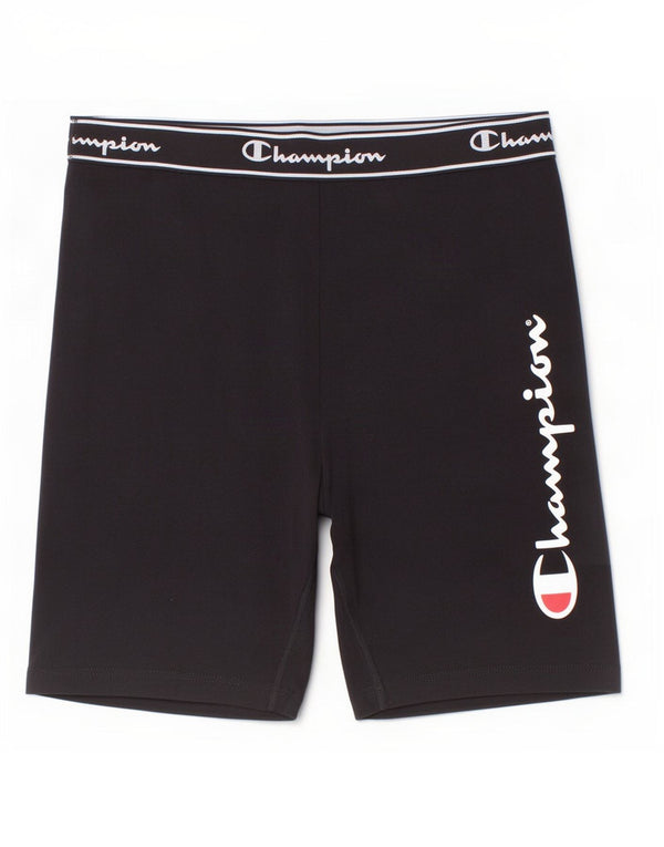 Champion Womens Graphic Sport Shorts UK 14 Große schwarze Baumwolle