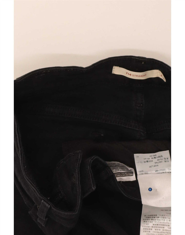 Levi's Damen 714 Straight Jeans W29 L30 Schwarze Baumwolle