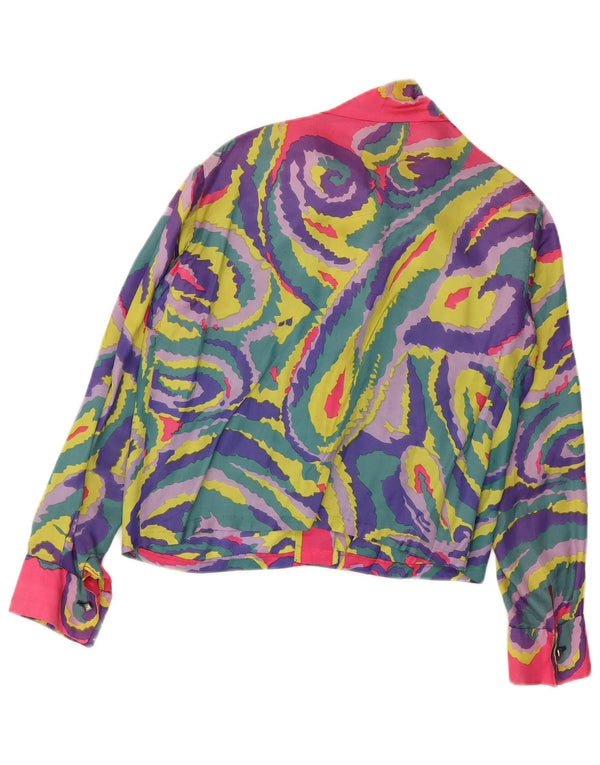 VINTAGE Damen-Hemdbluse mit vorderer Krawatte, UK 14, großes mehrfarbiges Paisleymuster