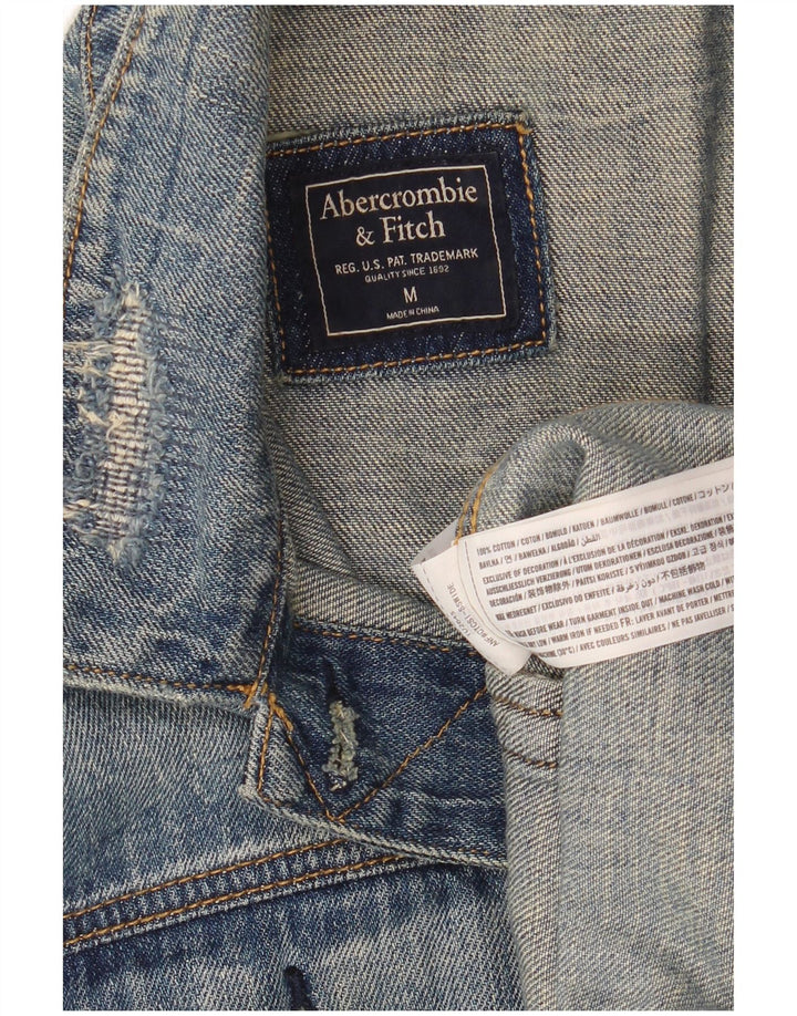 ABERCROMBIE & FITCH Damen Übergroße Jeansjacke UK 14 Mittelblaue Baumwolle