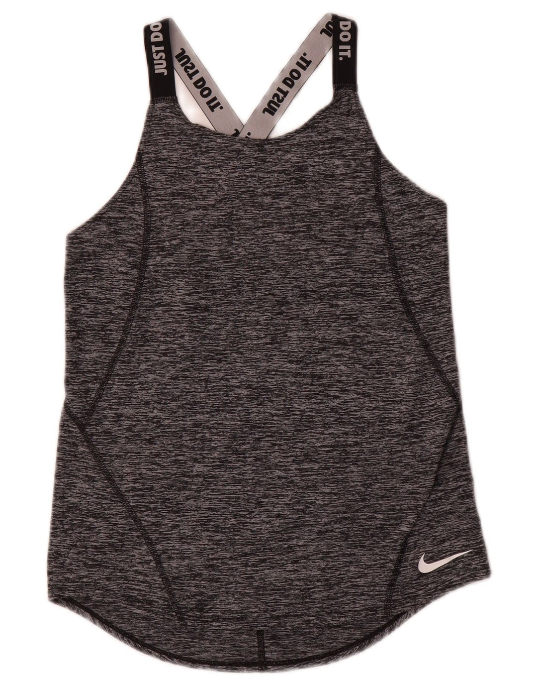 Nike Mädchen-Top mit Grafik, 12–13 Jahre, groß, grau geflecktes Polyester