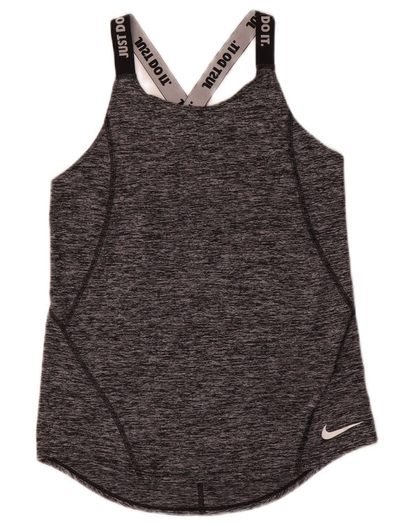 Nike Mädchen-Top mit Grafik, 12–13 Jahre, groß, grau geflecktes Polyester