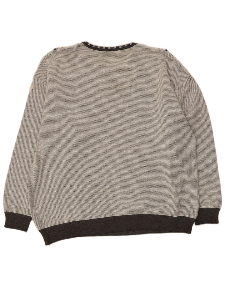 Bueckle Herren-Pullover mit U-Boot-Ausschnitt, groß, grau, geometrisch