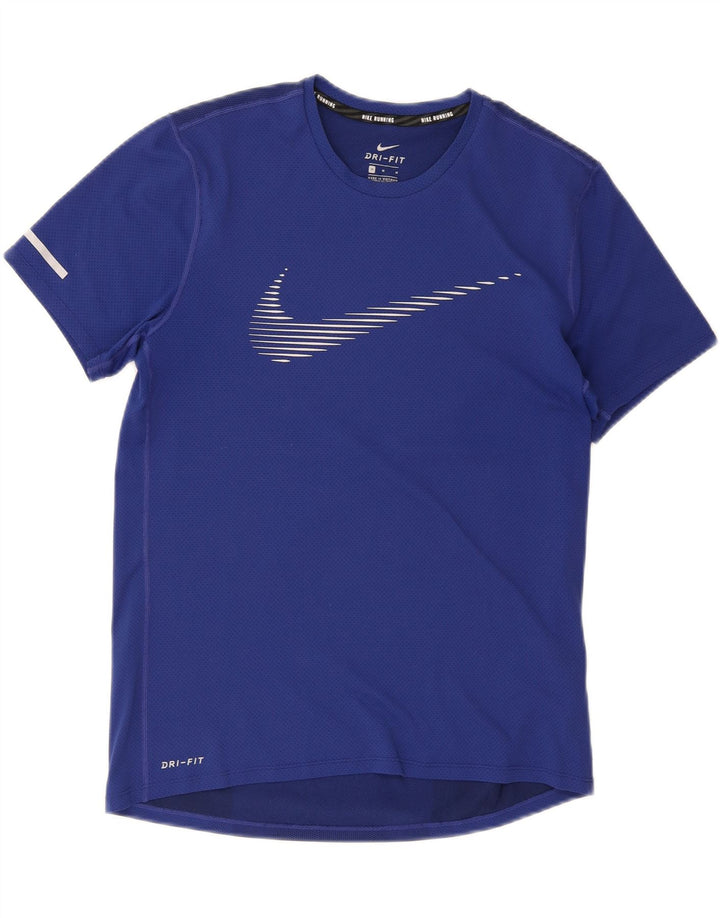 Nike Herren Dri Fit Grafik-T-Shirt-Oberteil aus mittelblauem Polyester