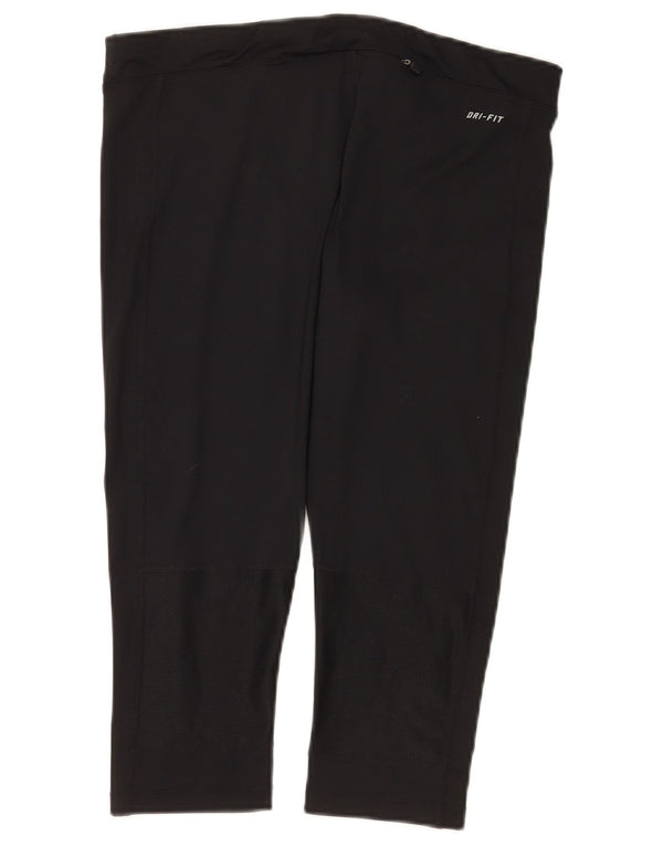 Nike Damen Dri Fit Capri Leggings UK 14 Large Schwarz Polyester