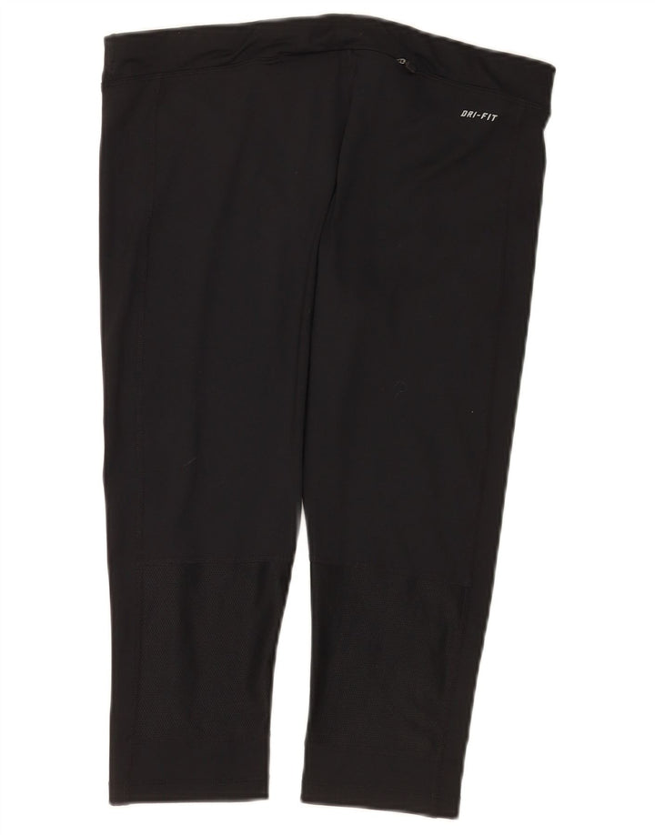 Nike Damen Dri Fit Capri Leggings UK 14 Large Schwarz Polyester