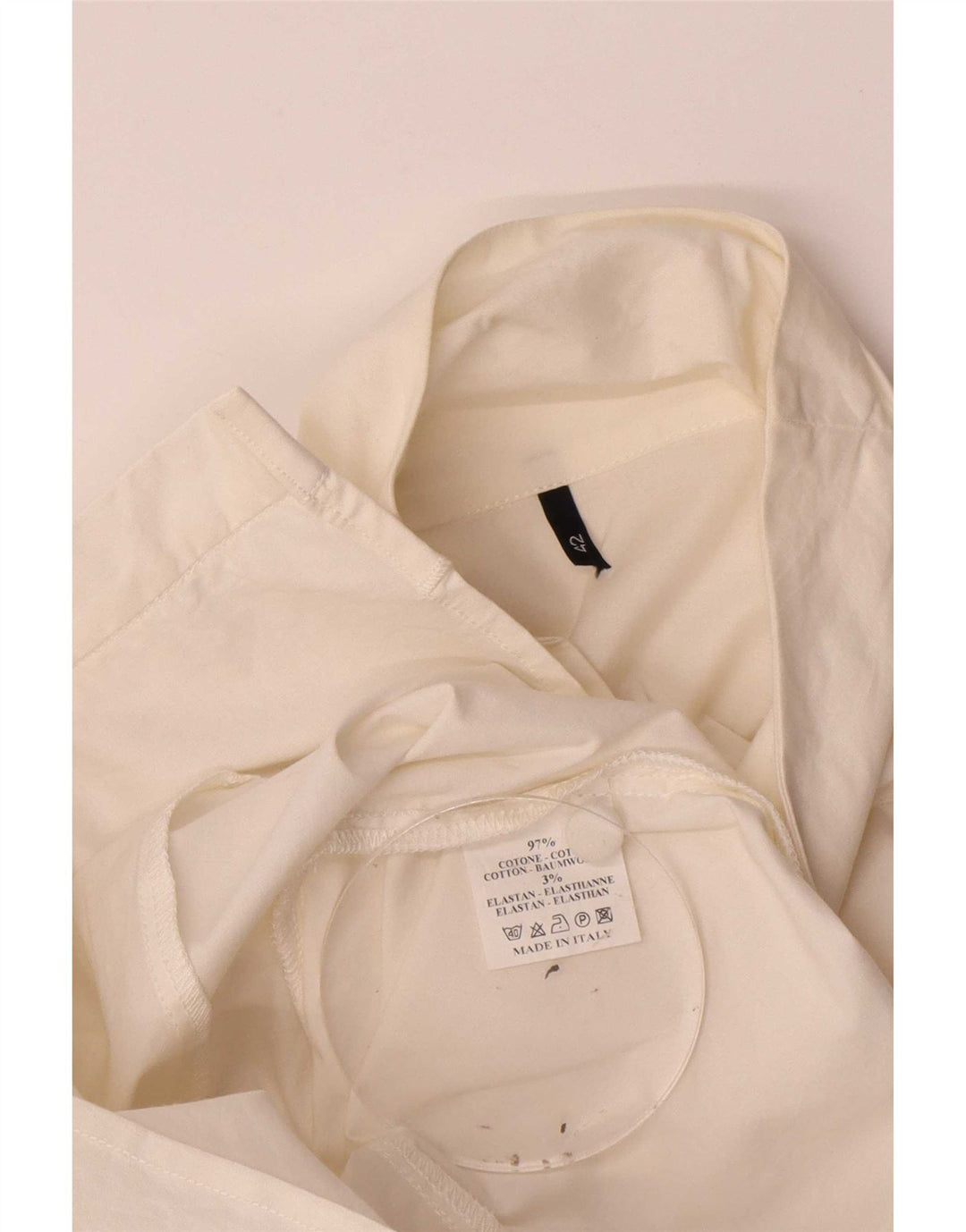 Vintage Damen Bluse mit Rüschen vorne, IT 42, mittelweiße Baumwolle
