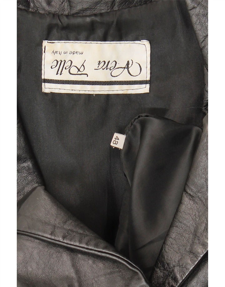Vintage Damen 1 Knopf Leder Blazer Jacke IT 48 XL Schwarzes Leder