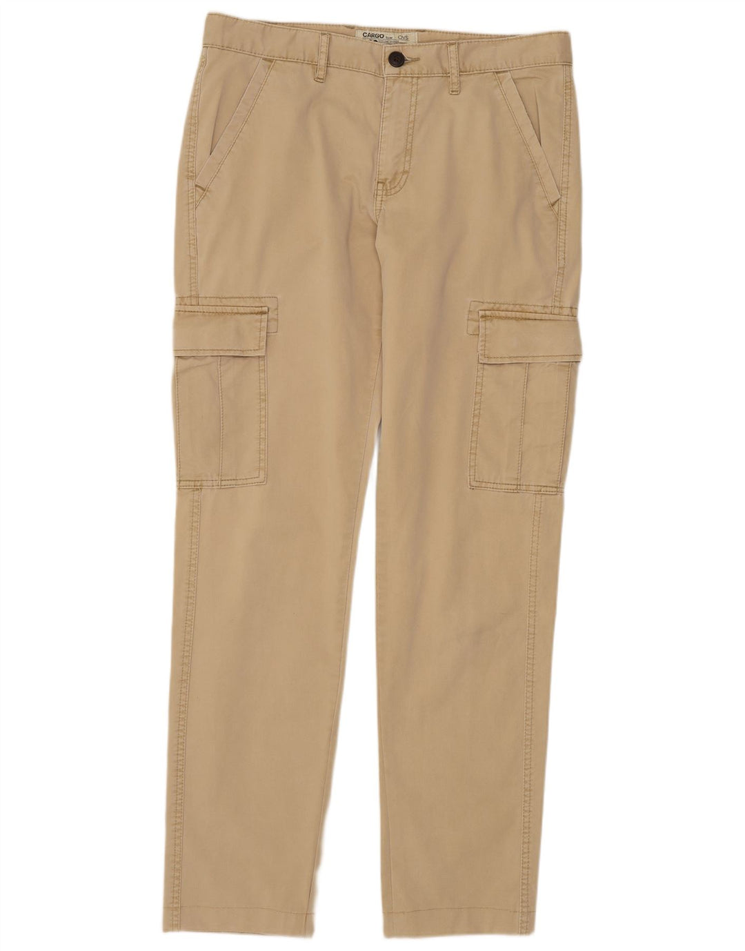 OVS Herren Slim Cargohose IT 48 Medium W34 L32 Beige Baumwolle