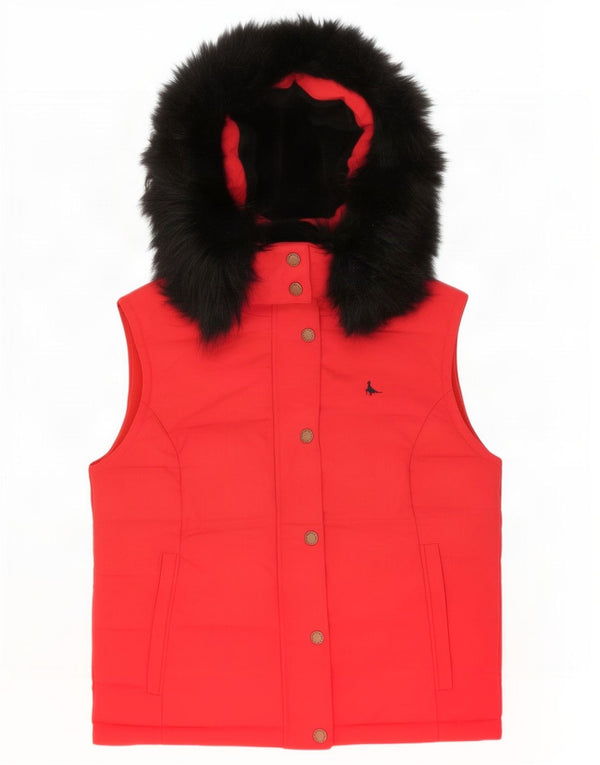 Jack Wills Womens Hooded Padded Gilet UK 10 Small Red