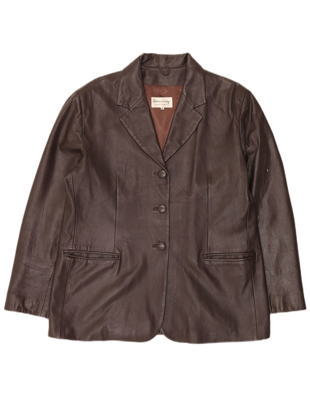 Vintage Damen 3 Knopf Leder Blazer Jacke UK 18 XL Braunes Leder