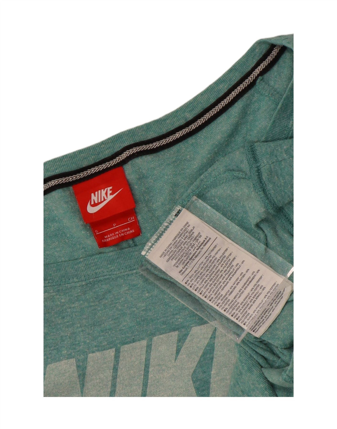 Nike Damen Off Shoulder Graphic Top Langarm UK 10 Small Türkis