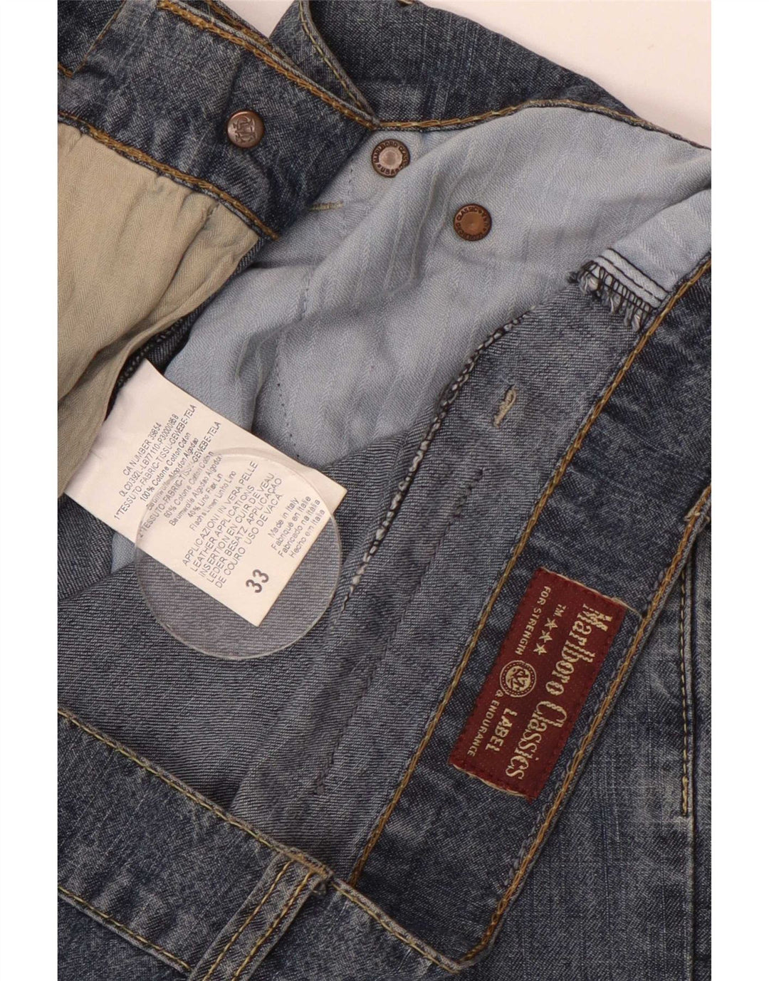 Marlboro Classics Herren Straight Jeans W33 L32 Blaue Baumwolle