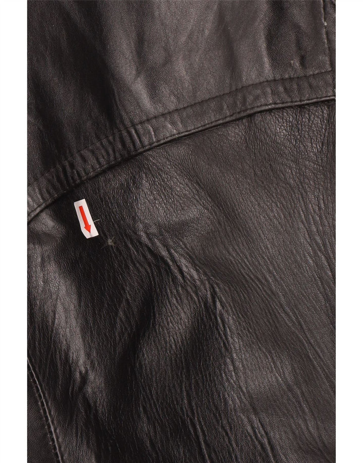 Vintage Herren Zweireihige Lederjacke UK 40 Großes schwarzes Leder