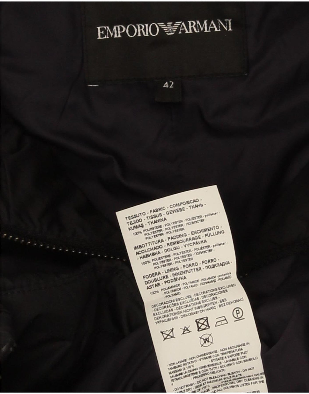Emporio Armani Damen Steppmantel, gepolstert, IT 42, Mittelschwarz, Polyester