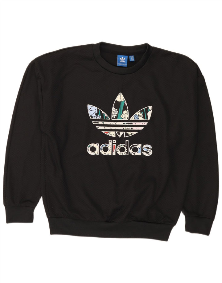 Adidas Damen Graphic Sweatshirt Pullover UK 8 Small Schwarz Geometrisch