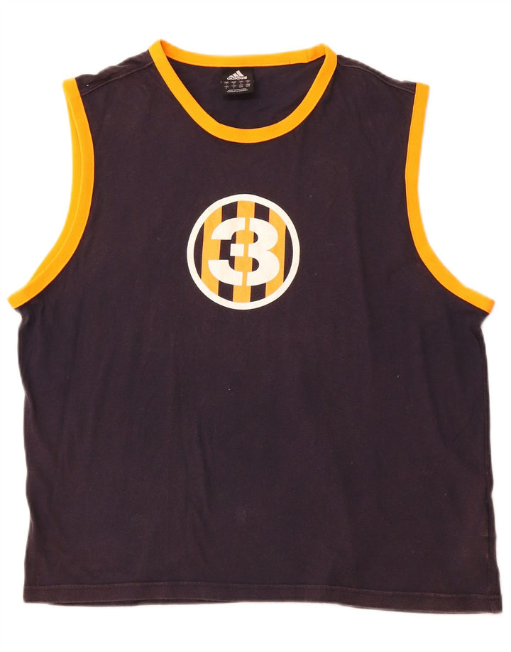 ADIDAS Herren Grafik-Weste-Top, groß, marineblau, Baumwolle, Sport