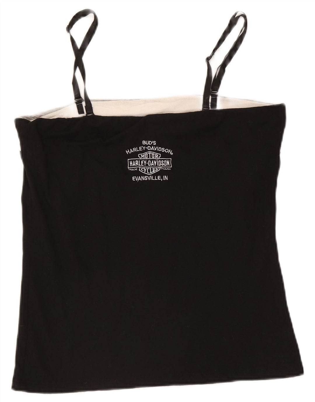 Harley Davidson Damen Graphic Crop Cami Top UK 14 Large Schwarze Baumwolle