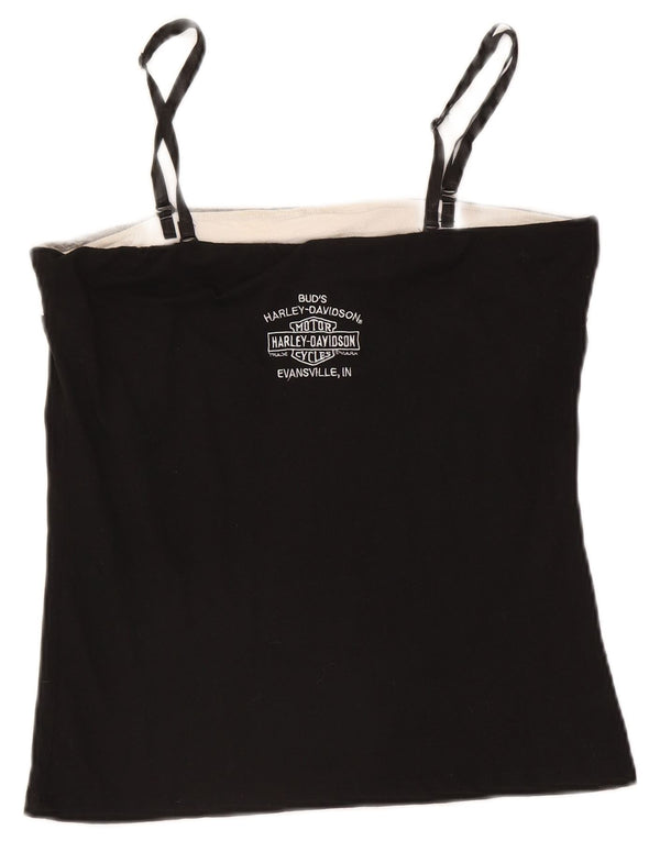 Harley Davidson Damen Graphic Crop Cami Top UK 14 Large Schwarze Baumwolle