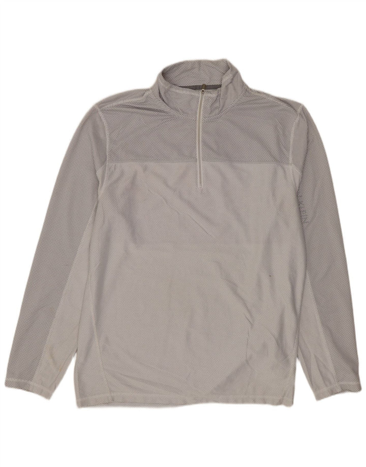 CALVIN KLEIN Herren-Pullover-Trainingsanzugoberteil mit Reißverschluss und Halsausschnitt, mittelgrau gepunktet